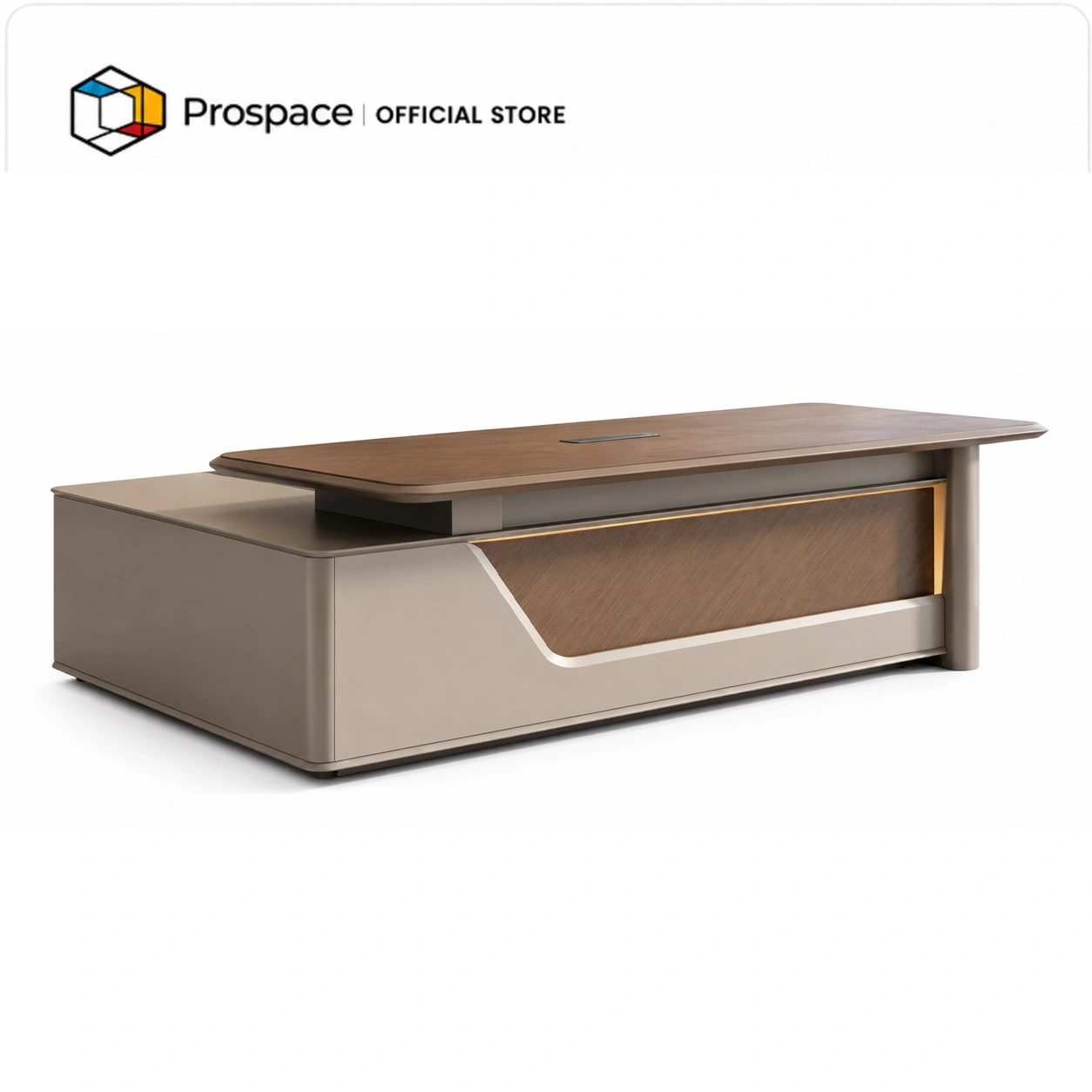 PROSPACE Meja Direktur B-BT00601 dengan desain modern, kabinet penyimpanan, combination lock, dan cable box