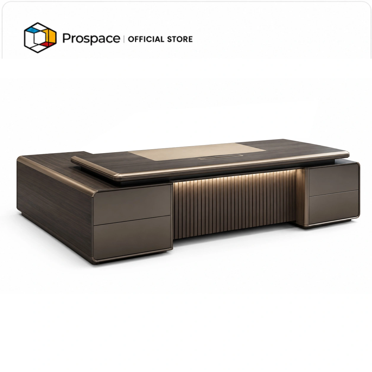 PROSPACE Meja Direktur B-BT008 dengan desain modern, kabinet samping, dan meja kerja luas untuk ruang eksekutif