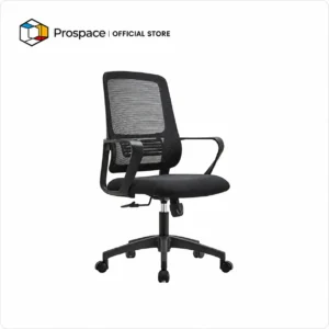 Kursi kantor B-BGY005 Prospace hitam dengan sandaran ergonomis dan roda