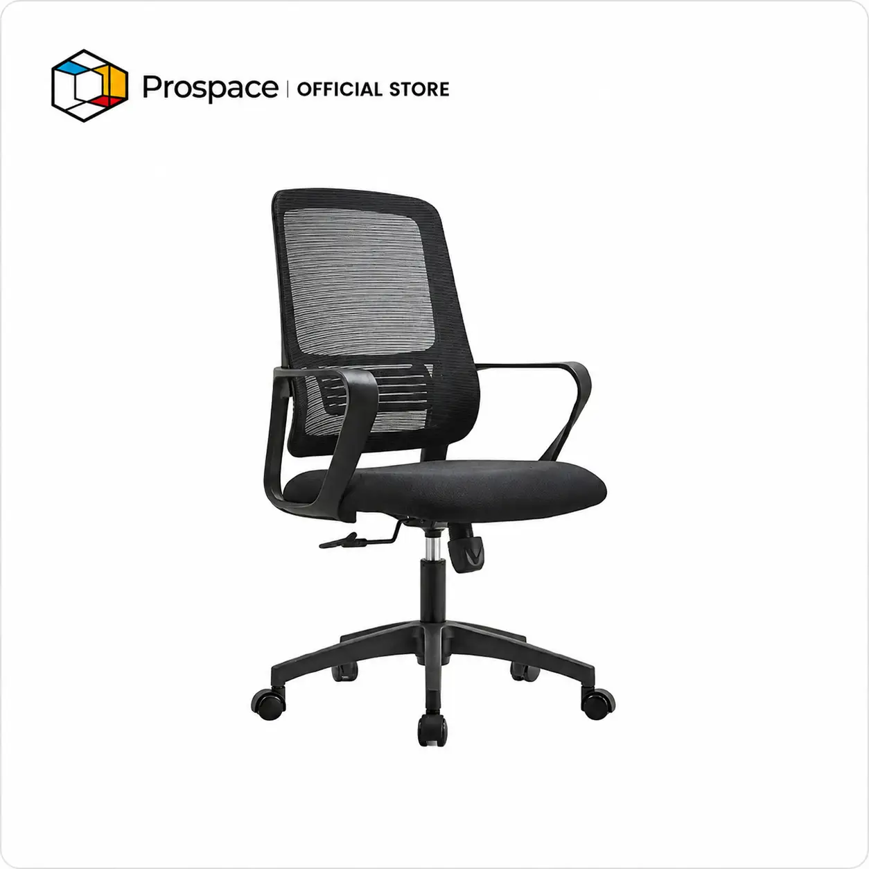 Kursi kantor B-BGY005 Prospace hitam dengan sandaran ergonomis dan roda