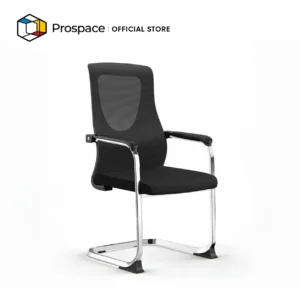 Kursi kantor PROSPACE N-GXY007 dengan sandaran mesh hitam, dudukan empuk, armrest, dan kaki cantilever metal
