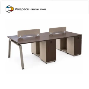PROSPACE N-ZYZ001 4-person office workstation with privacy panels and integrated storage cabinets