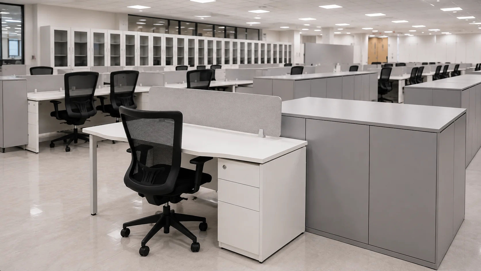 Material furniture Indonesia untuk kantor modern pada proyek pemasangan Prospace