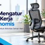 Kursi kerja ergonomis di workstation kantor modern dengan pengaturan untuk posisi duduk yang nyaman