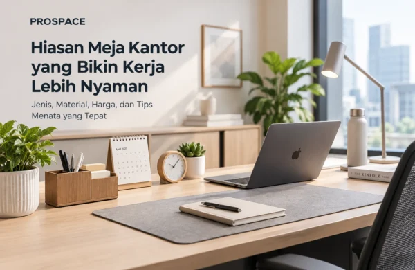 Dekorasi meja kantor minimalis dengan tanaman dan aksesori kerja