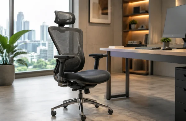 Kursi ergonomis di ruang kerja kantor modern Jakarta