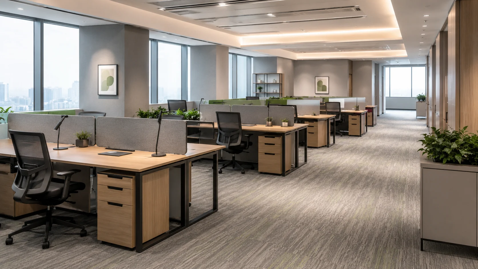 Layout meja kantor sesuai ukuran dan luas ruangan