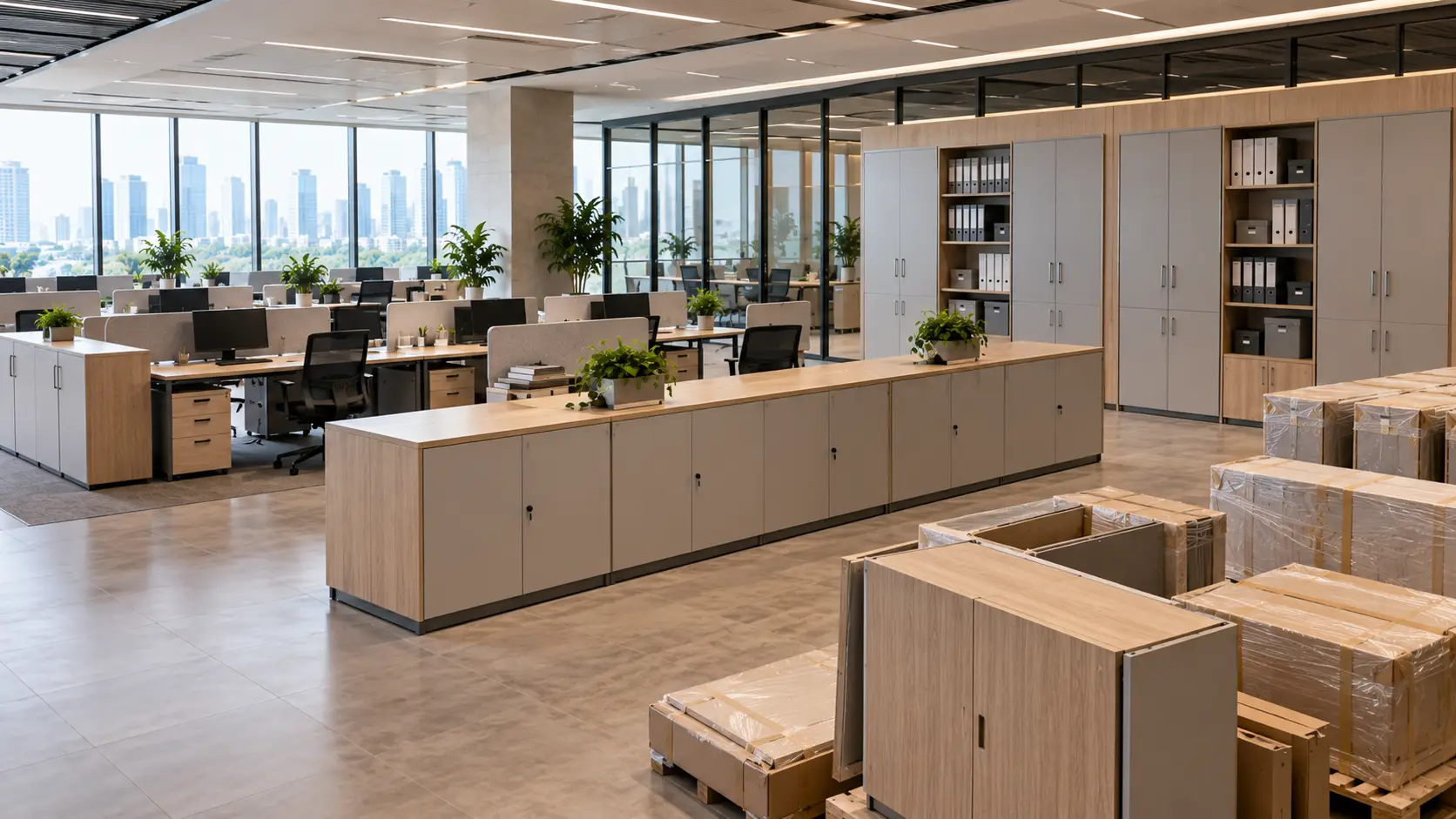 Pengadaan dan pemasangan lemari dokumen dalam proyek furnitur kantor skala besar
