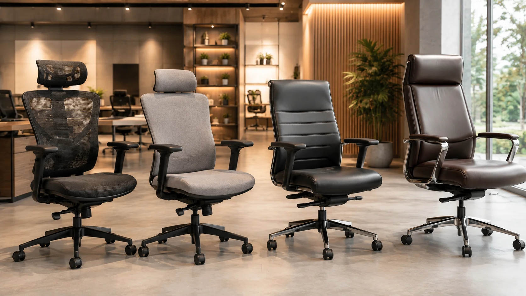 Perbandingan material kursi kantor mesh, fabric, dan kulit